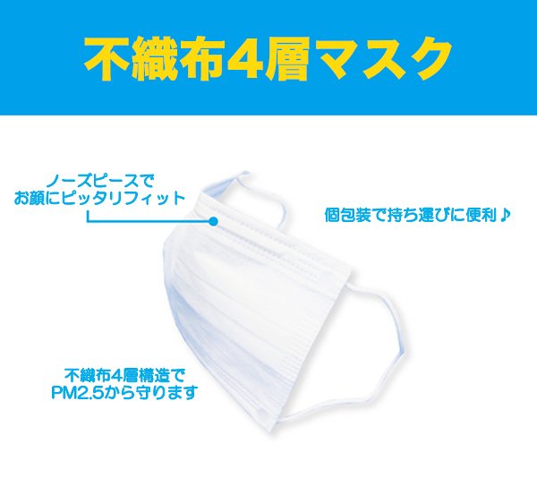 画像4: PM2.5対応 4層フィルター 販促マスク(個別包装)PFE99％以上 白【1,000枚入】 (4)