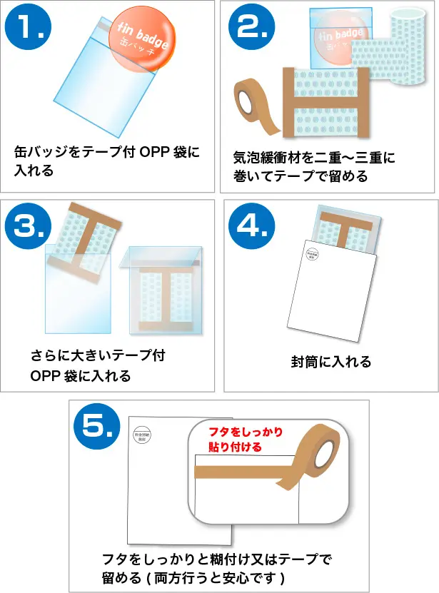 缶バッジの梱包方法