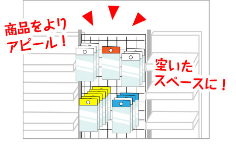 空いたスペースに商品をよりアピール