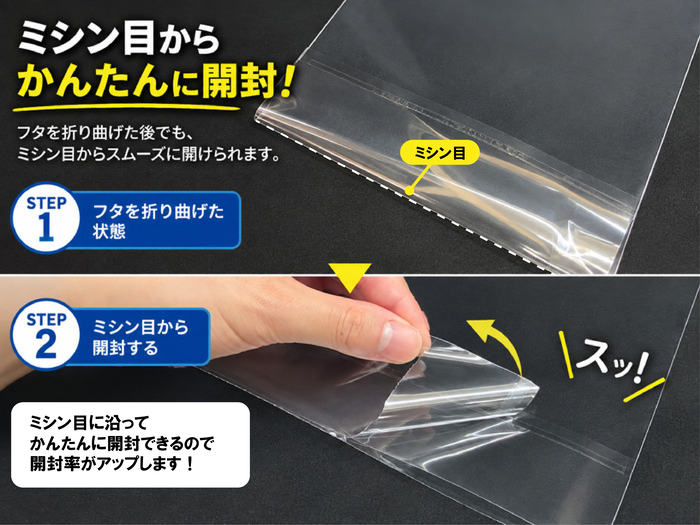 ミシン目に沿ってフタが閉じやすい！
