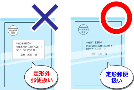 OPP袋に切手や宛名シールを貼らない